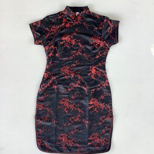 Laogudai Qipao Cheongsam Embroidered Floral Chinese Silk Evening Mini Dress